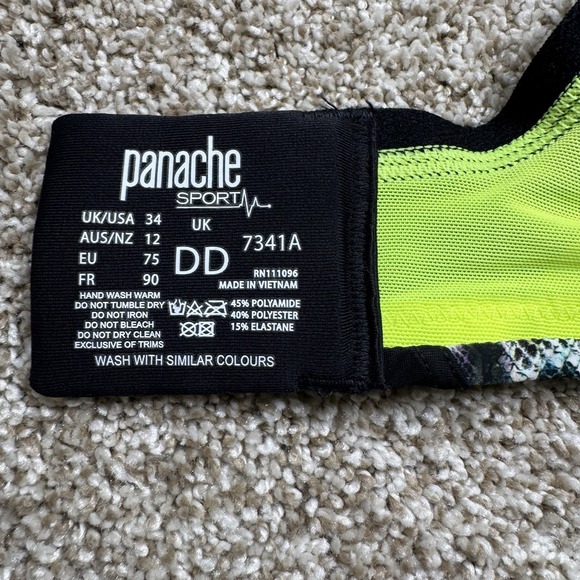 Panache Wireless Neon Pattern Lined Sport Bra Size 34DD - Picture 2 of 13